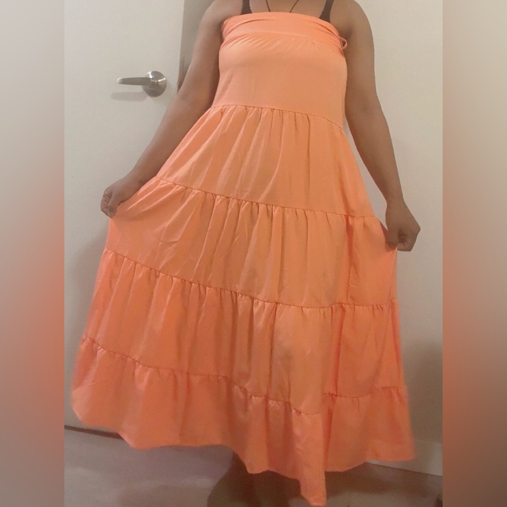 Orange Tiered Maxi Dress